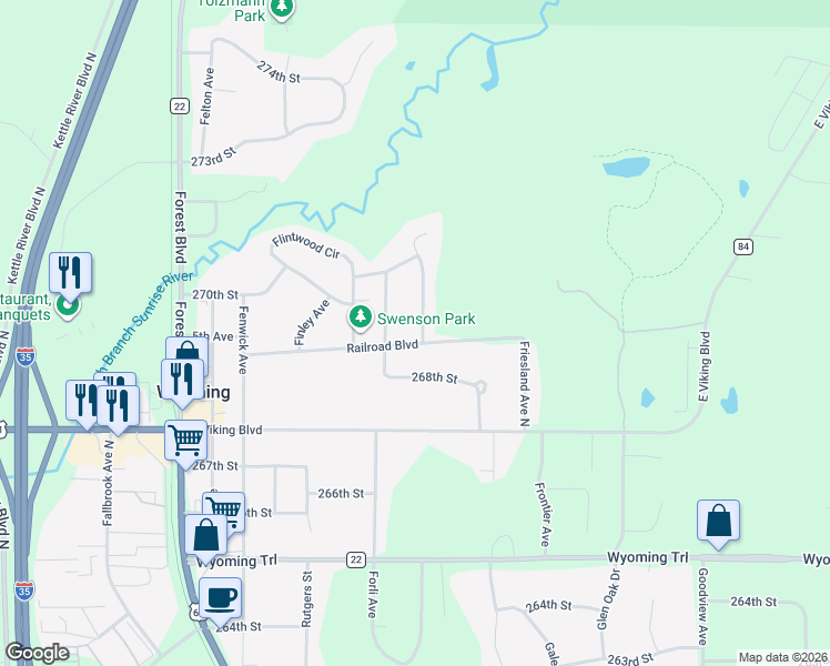 map of restaurants, bars, coffee shops, grocery stores, and more near 26912 Foxboro Avenue in Wyoming