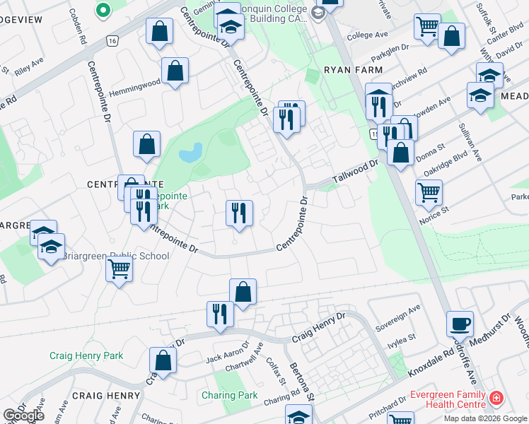 map of restaurants, bars, coffee shops, grocery stores, and more near in Ottawa