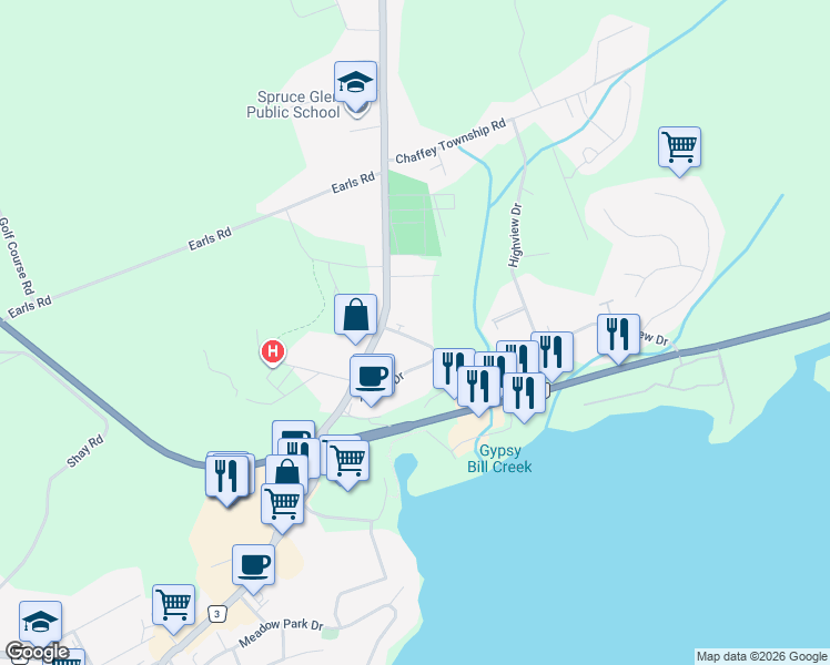 map of restaurants, bars, coffee shops, grocery stores, and more near 12 Hilltop Drive in Huntsville