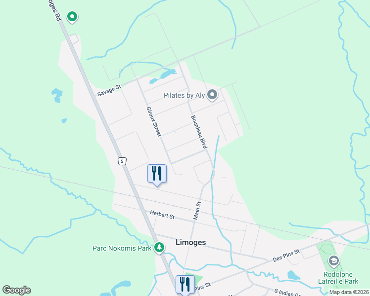 map of restaurants, bars, coffee shops, grocery stores, and more near 111 Dolores Street in Limoges
