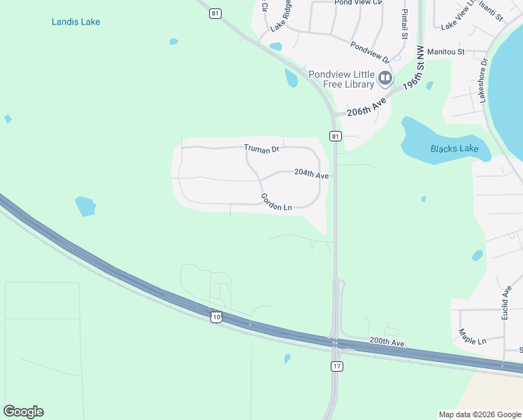 map of restaurants, bars, coffee shops, grocery stores, and more near 20026 Esther Parkway in Big Lake