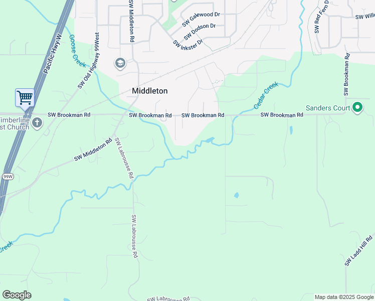 map of restaurants, bars, coffee shops, grocery stores, and more near 17890 Southwest Brookman Road in Sherwood