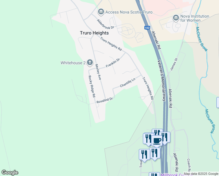 map of restaurants, bars, coffee shops, grocery stores, and more near 2 Roslindale Drive in Truro Heights