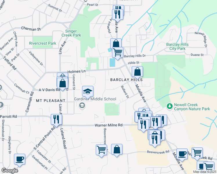 map of restaurants, bars, coffee shops, grocery stores, and more near 955 Laurel Ln in Oregon City