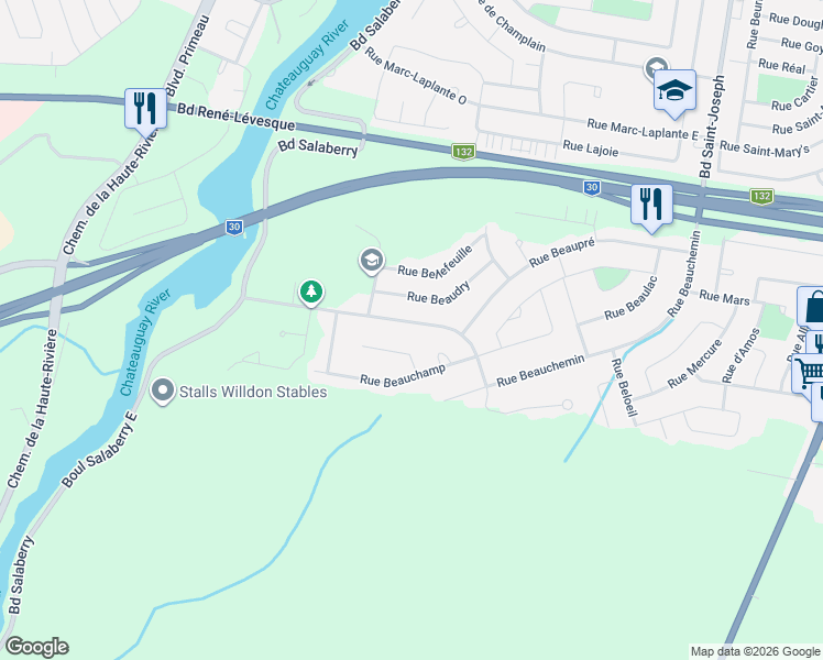 map of restaurants, bars, coffee shops, grocery stores, and more near 325 Rue Édouard-Laberge in Mercier