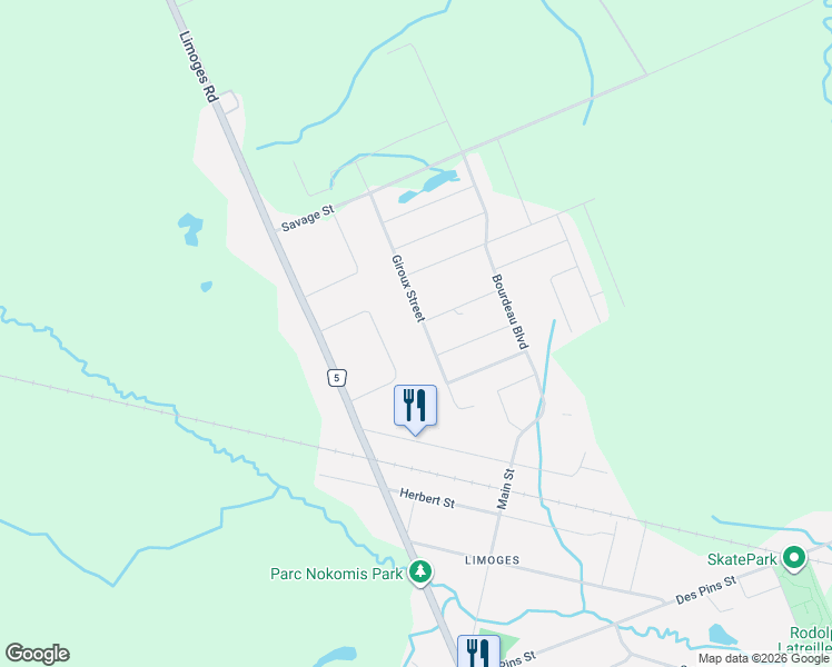 map of restaurants, bars, coffee shops, grocery stores, and more near 60 Claude Street in Limoges