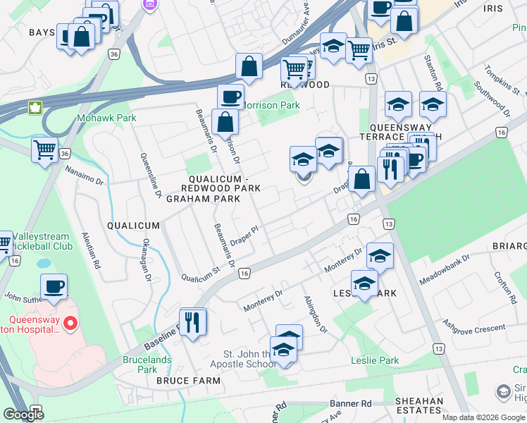 map of restaurants, bars, coffee shops, grocery stores, and more near in Ottawa