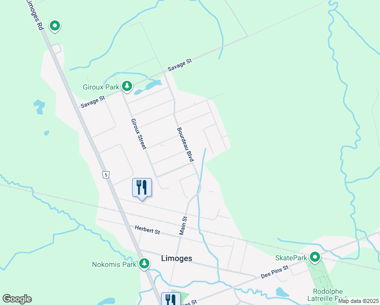 map of restaurants, bars, coffee shops, grocery stores, and more near 100 Royal Court Street in Limoges