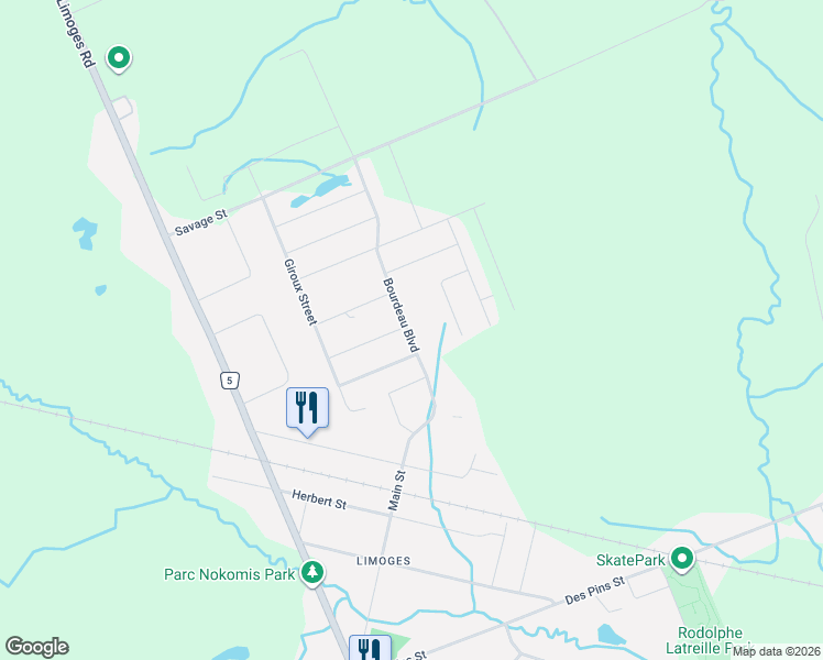 map of restaurants, bars, coffee shops, grocery stores, and more near 100 Royal Court Street in Limoges