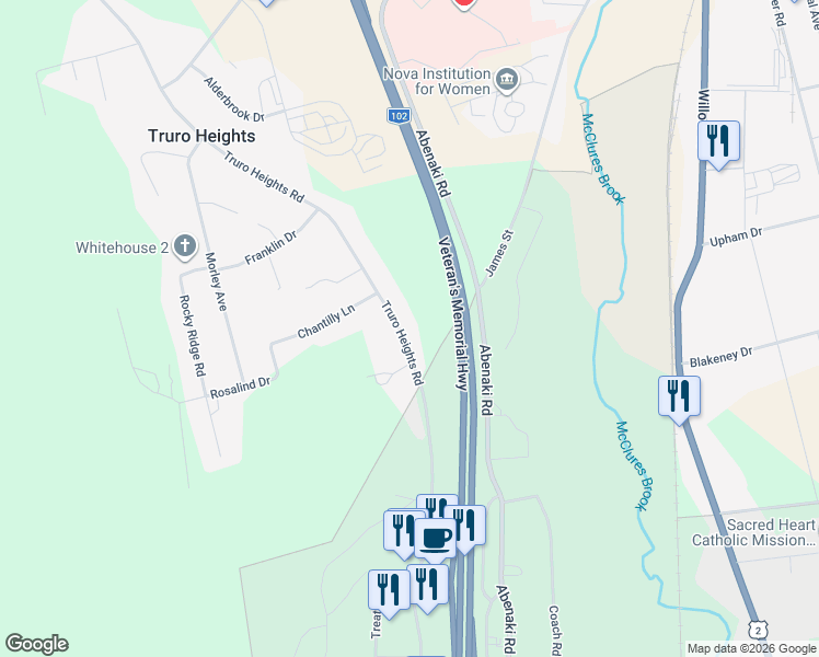 map of restaurants, bars, coffee shops, grocery stores, and more near 693 Truro Heights Road in Truro Heights