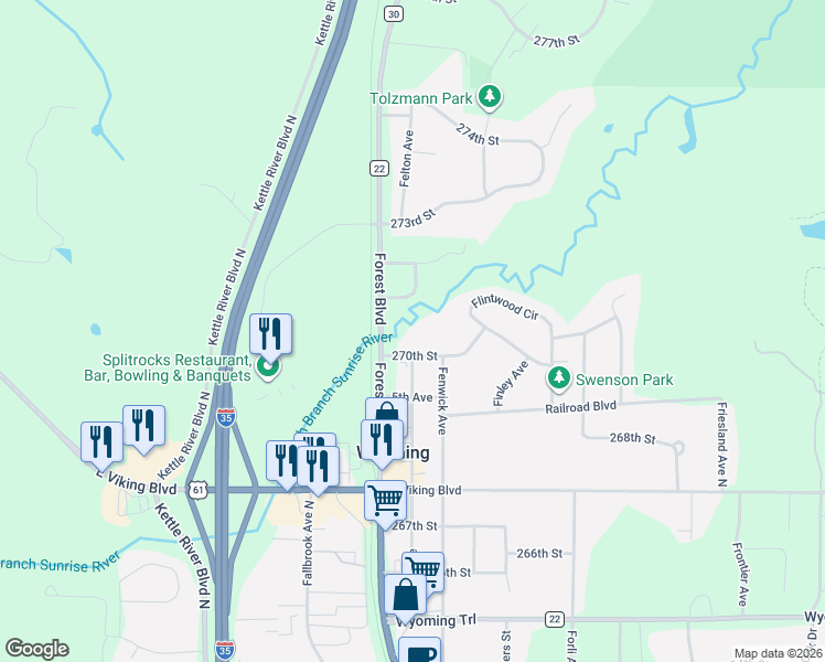 map of restaurants, bars, coffee shops, grocery stores, and more near 26996 Fenwick Avenue in Wyoming
