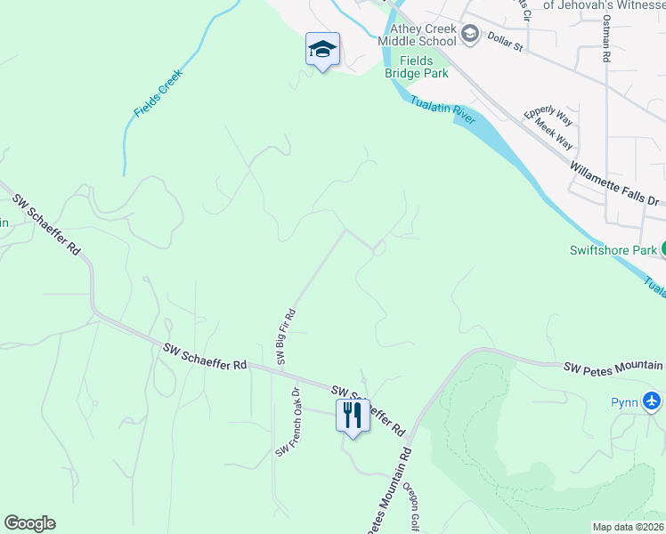map of restaurants, bars, coffee shops, grocery stores, and more near 24790 Southwest Big Fir Road in West Linn