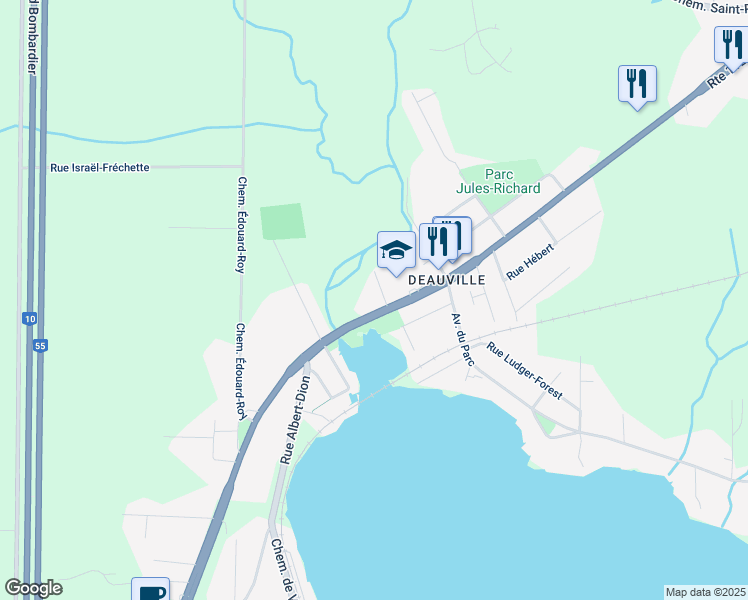 map of restaurants, bars, coffee shops, grocery stores, and more near 7439 Boulevard Bourque in Sherbrooke