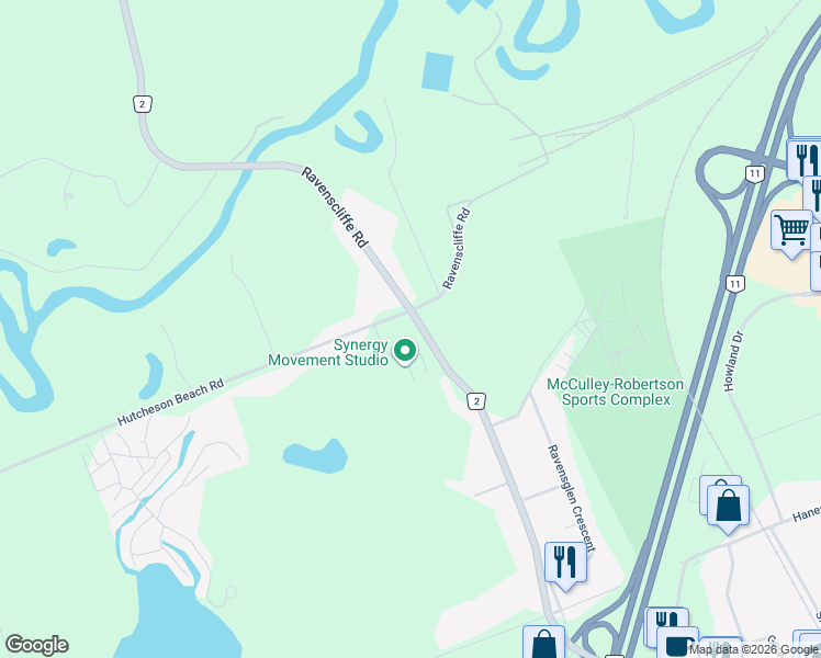 map of restaurants, bars, coffee shops, grocery stores, and more near 555 Ravenscliffe Road in Huntsville