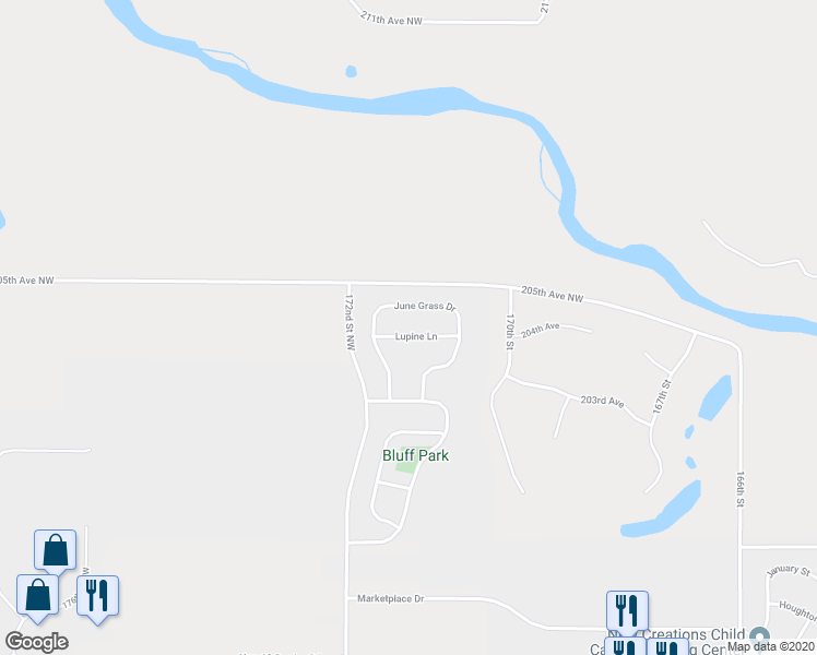 map of restaurants, bars, coffee shops, grocery stores, and more near 17078 Lupine Lane in Big Lake