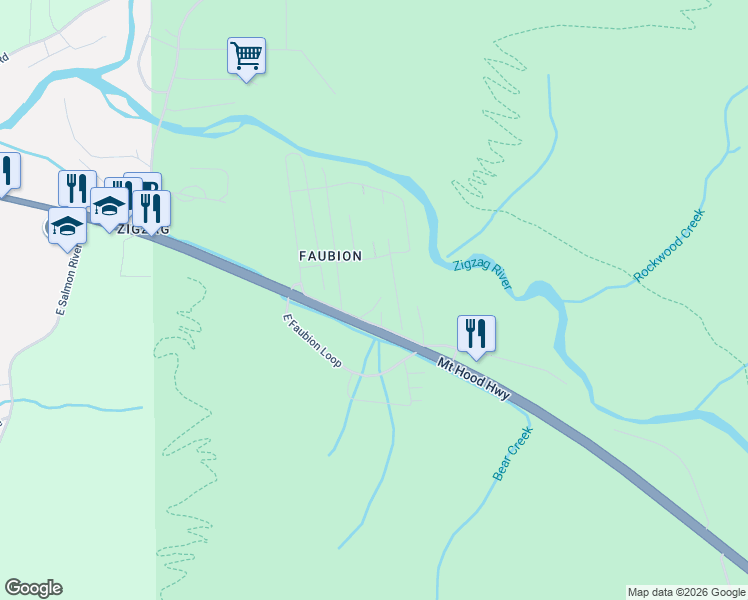 map of restaurants, bars, coffee shops, grocery stores, and more near 25148 East Hillview Drive in Rhododendron