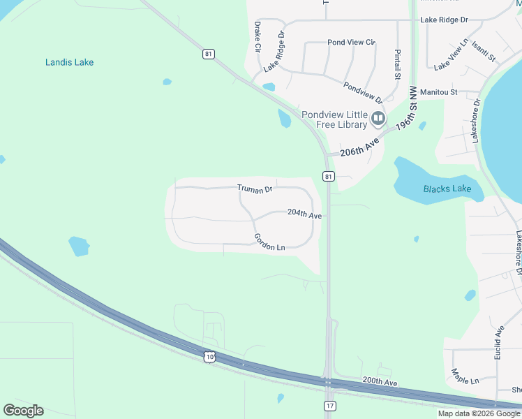 map of restaurants, bars, coffee shops, grocery stores, and more near 20421 Gordon Lane in Big Lake