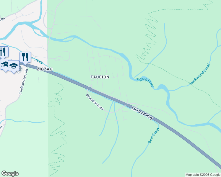 map of restaurants, bars, coffee shops, grocery stores, and more near 25148 East Hillview Drive in Rhododendron