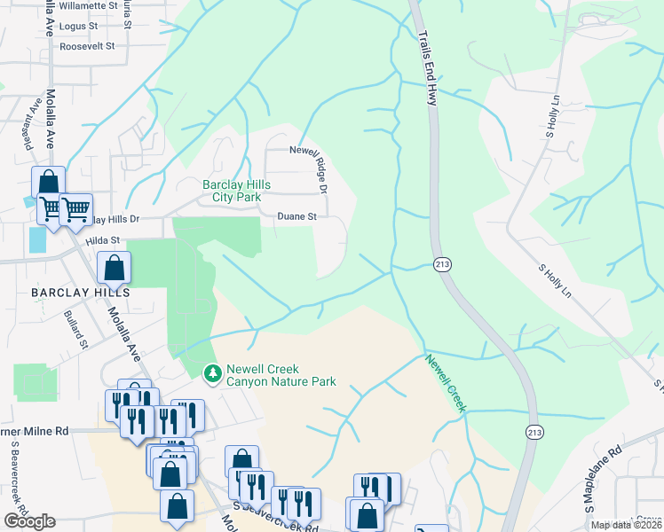 map of restaurants, bars, coffee shops, grocery stores, and more near 18150 Newell Crest Drive in Oregon City