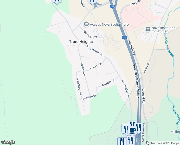 map of restaurants, bars, coffee shops, grocery stores, and more near 61 Franklin Drive in Truro Heights