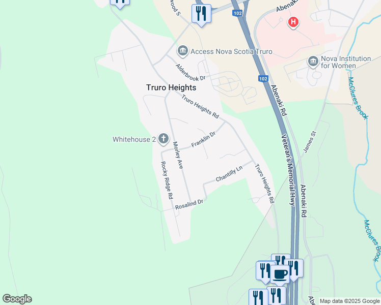 map of restaurants, bars, coffee shops, grocery stores, and more near 61 Franklin Drive in Truro Heights