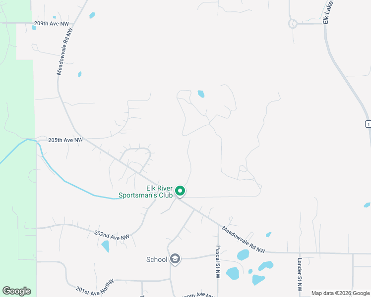 map of restaurants, bars, coffee shops, grocery stores, and more near 20343 Meadowvale Road Northwest in Elk River