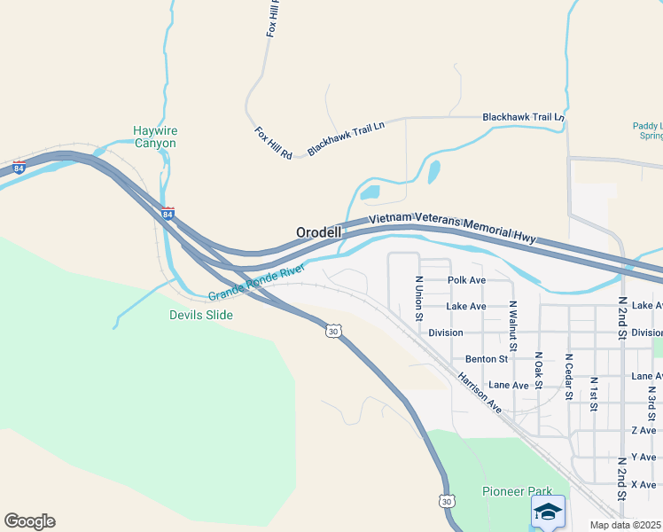 map of restaurants, bars, coffee shops, grocery stores, and more near 81 Rapid Run Loop in La Grande