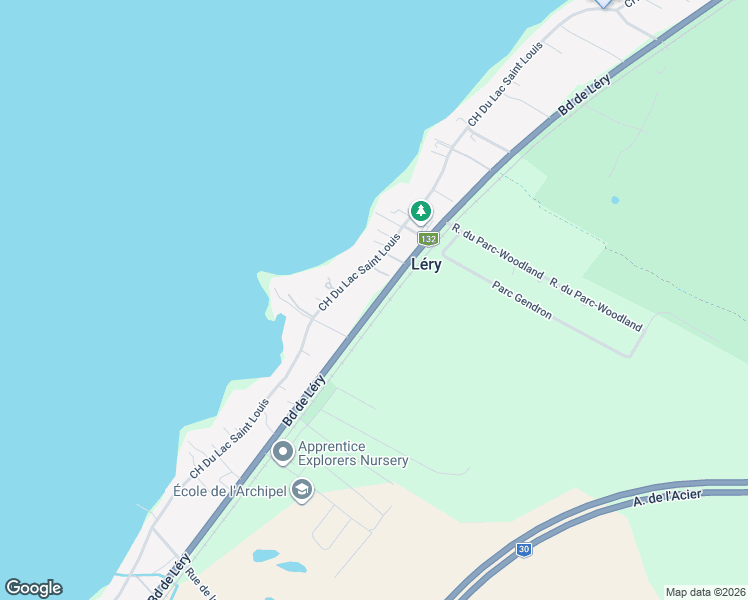 map of restaurants, bars, coffee shops, grocery stores, and more near 1279 Boulevard de Léry in Lã©Ry