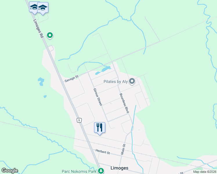 map of restaurants, bars, coffee shops, grocery stores, and more near 110 Mayer Street in Limoges