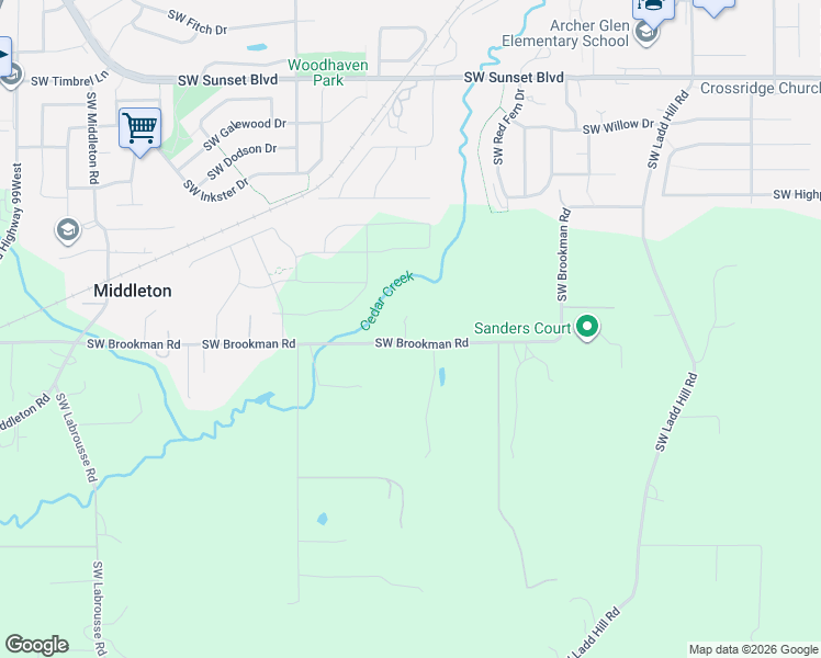 map of restaurants, bars, coffee shops, grocery stores, and more near 17117 Southwest Brookman Road in Sherwood