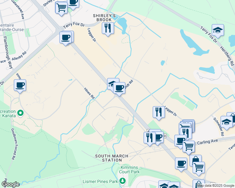 map of restaurants, bars, coffee shops, grocery stores, and more near in Ottawa