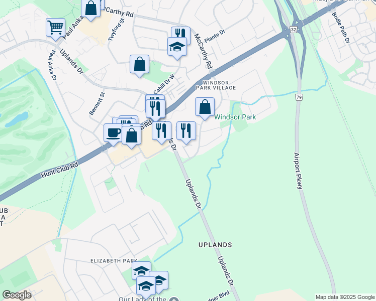 map of restaurants, bars, coffee shops, grocery stores, and more near 315 Terravita Private in Ottawa