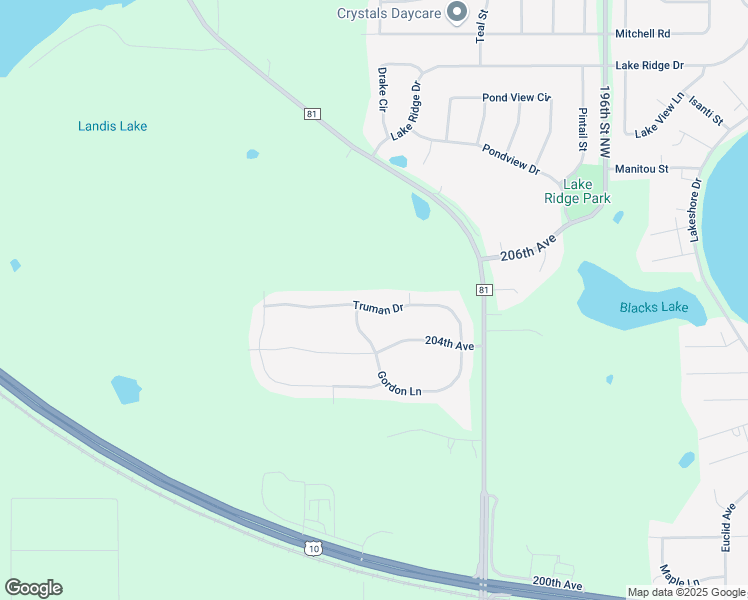 map of restaurants, bars, coffee shops, grocery stores, and more near 19976 Truman Drive in Big Lake