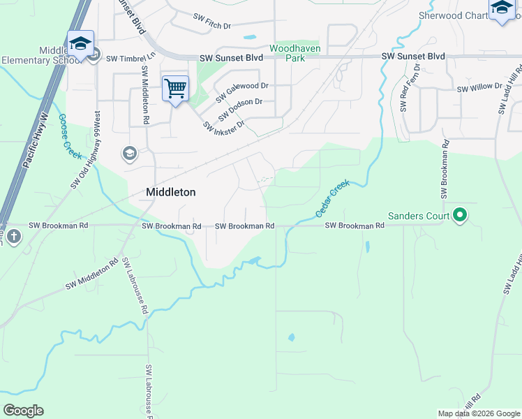 map of restaurants, bars, coffee shops, grocery stores, and more near 24411 SW White Oak Terrace in Sherwood
