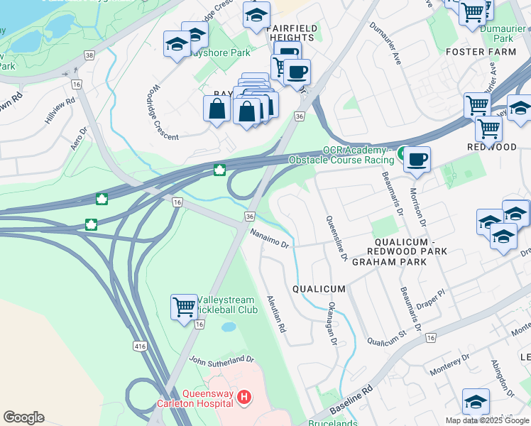 map of restaurants, bars, coffee shops, grocery stores, and more near in Ottawa