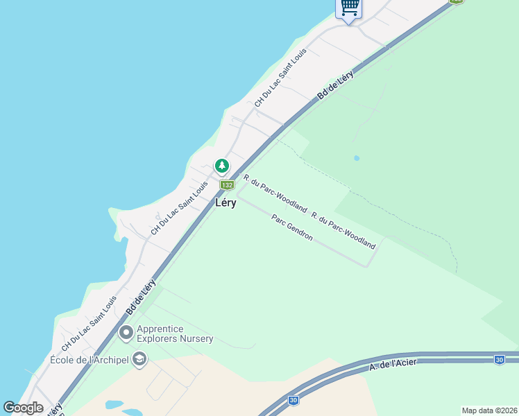 map of restaurants, bars, coffee shops, grocery stores, and more near 13 Rue du Parc-Gendron in Léry