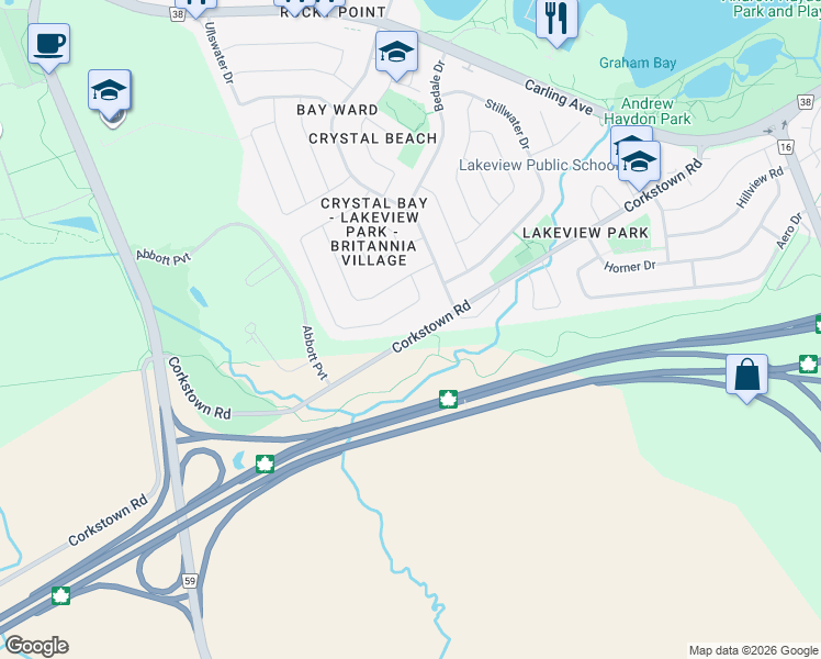 map of restaurants, bars, coffee shops, grocery stores, and more near 209 Corkstown Road in Ottawa