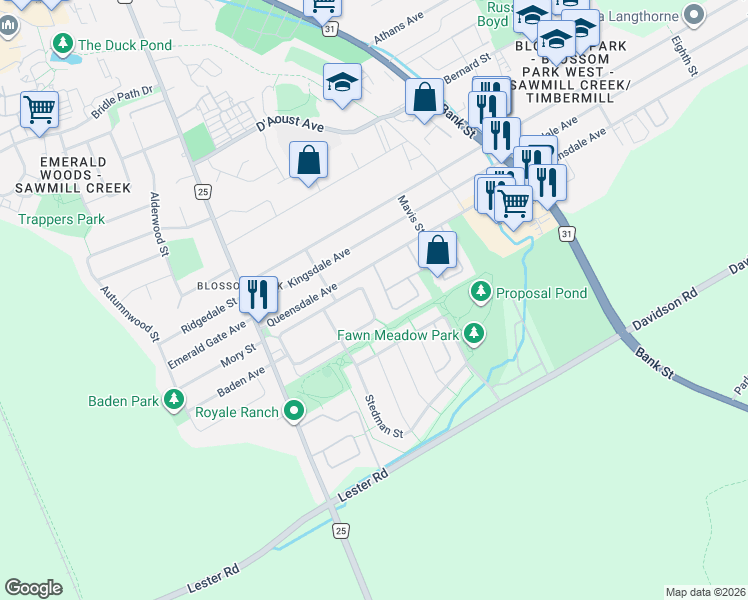 map of restaurants, bars, coffee shops, grocery stores, and more near in Ottawa