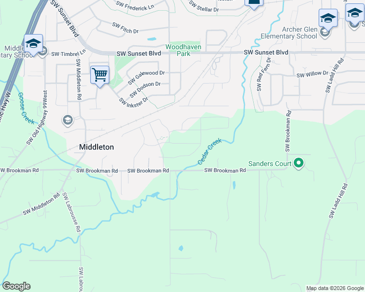map of restaurants, bars, coffee shops, grocery stores, and more near 17412 Southwest Trillium Lane in Sherwood