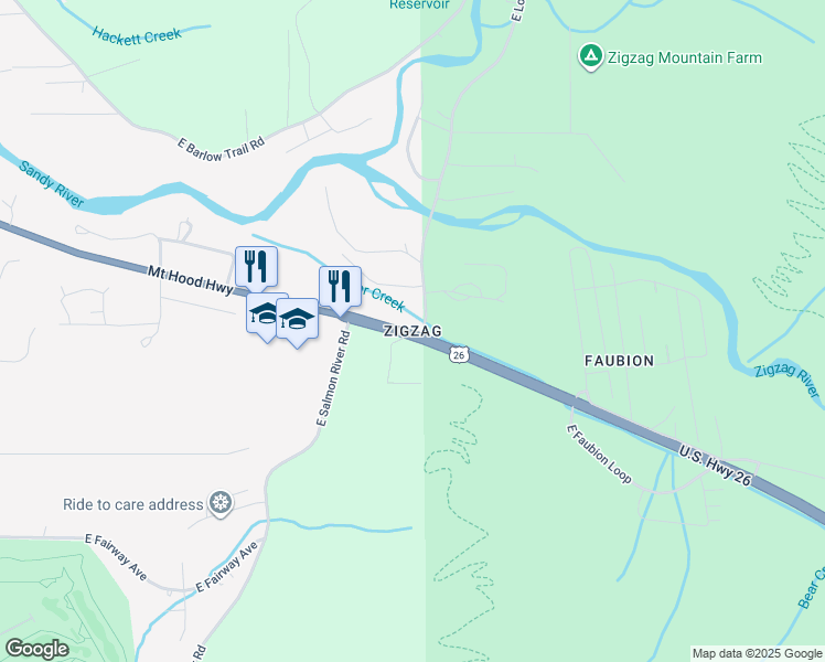 map of restaurants, bars, coffee shops, grocery stores, and more near in Mount Hood Village