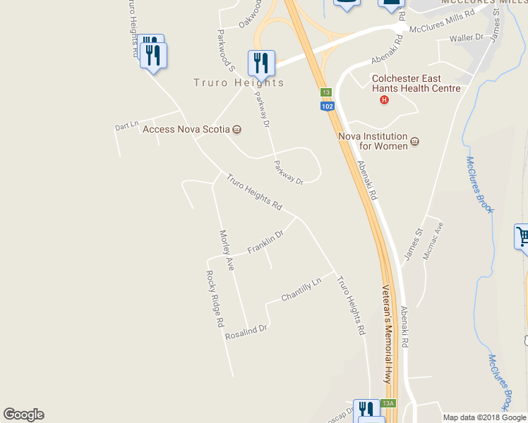 map of restaurants, bars, coffee shops, grocery stores, and more near 566 Truro Heights Road in Truro Heights