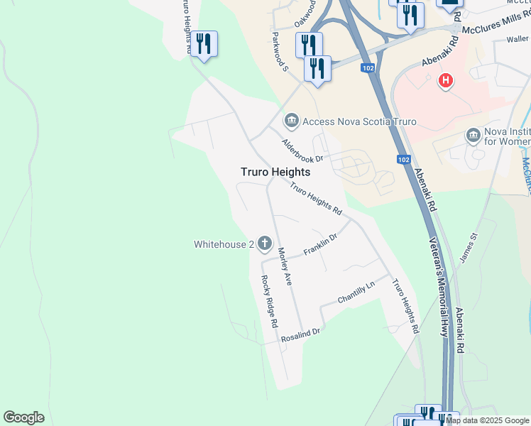 map of restaurants, bars, coffee shops, grocery stores, and more near 38 Morley Avenue in Truro Heights