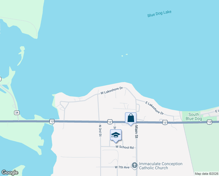 map of restaurants, bars, coffee shops, grocery stores, and more near 242 West Lakeshore Drive in Waubay