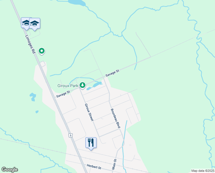 map of restaurants, bars, coffee shops, grocery stores, and more near 195 Bourdeau Boulevard in Limoges