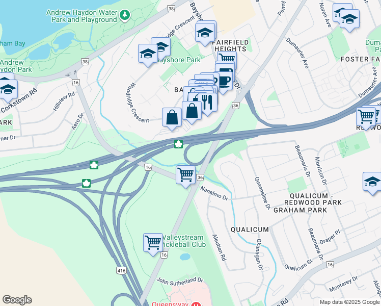 map of restaurants, bars, coffee shops, grocery stores, and more near 119 Holly Acres Road in Ottawa