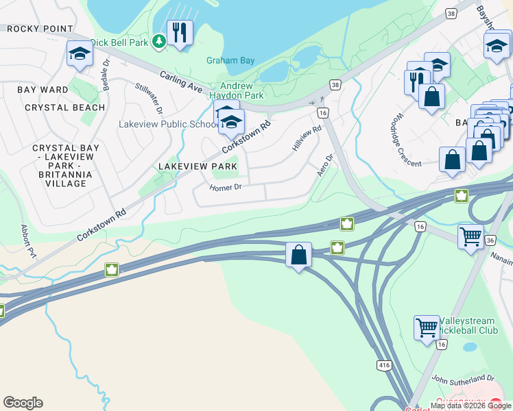 map of restaurants, bars, coffee shops, grocery stores, and more near 50 Aero Drive in Ottawa