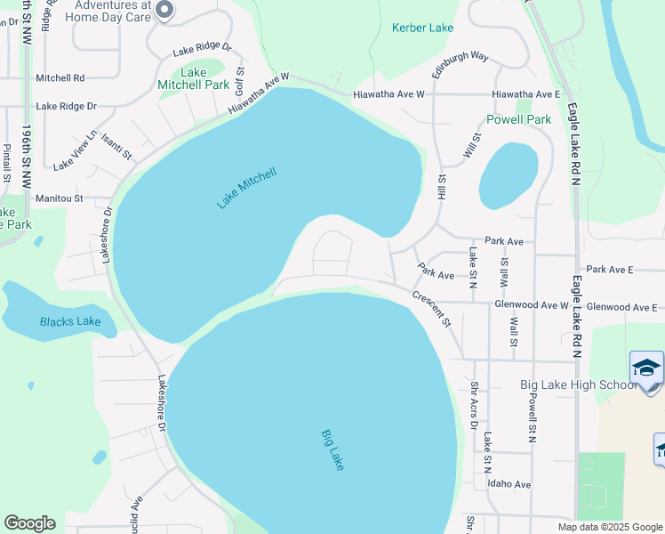 map of restaurants, bars, coffee shops, grocery stores, and more near 110 Mount Curve Avenue in Big Lake