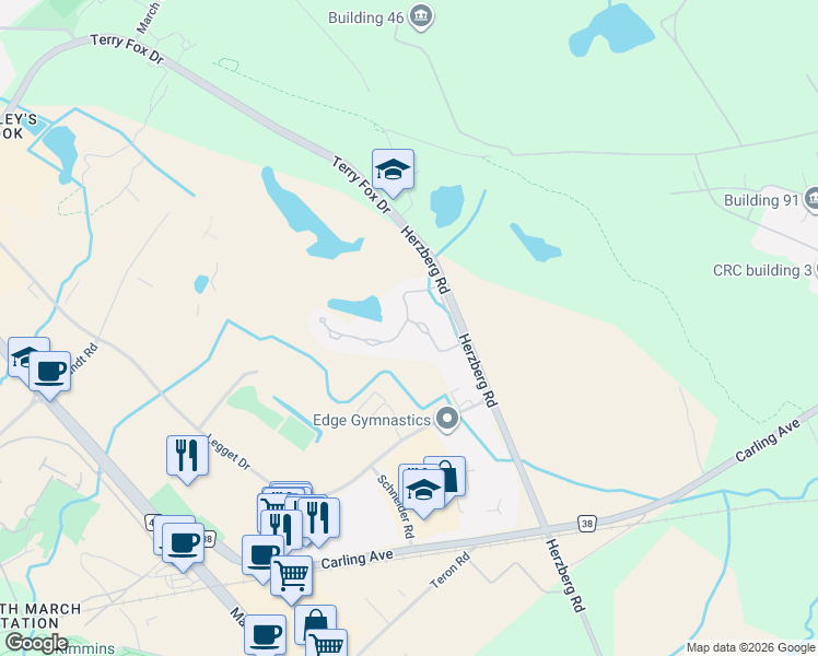 map of restaurants, bars, coffee shops, grocery stores, and more near 45 Turtle Point Private in Ottawa