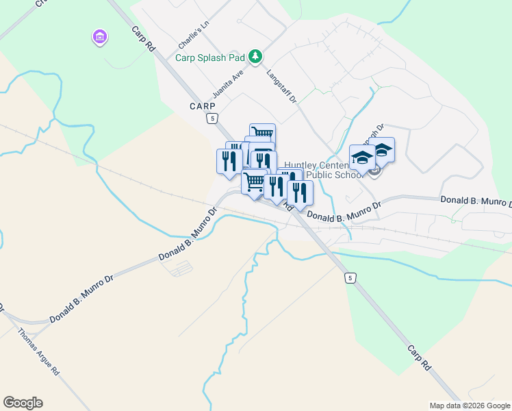 map of restaurants, bars, coffee shops, grocery stores, and more near 461 Donald B. Munro Drive in Ottawa