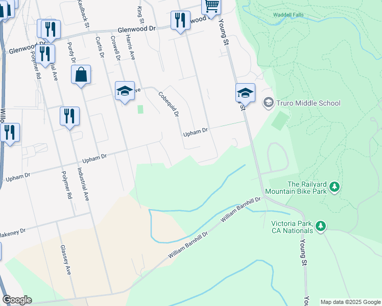 map of restaurants, bars, coffee shops, grocery stores, and more near 8 Heritage Place in Truro